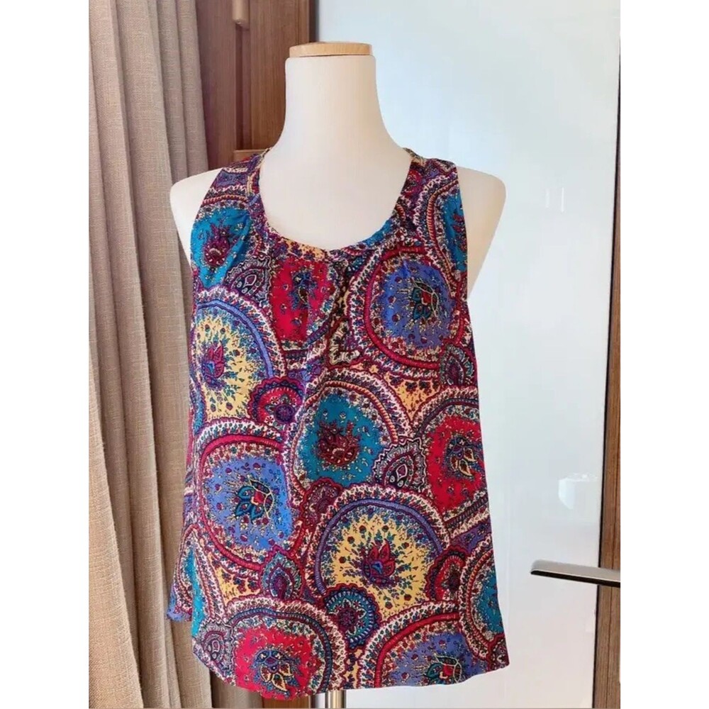 Marc Jacob’s 100% Silk Elegant Sleeveless Top Medium Mandala Bohemian Blouse M